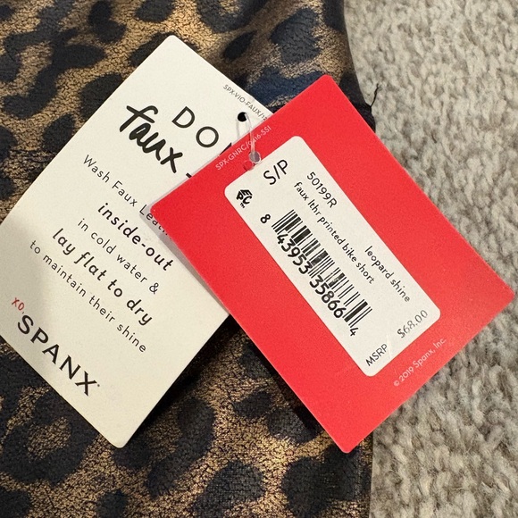 SPANX Leopard Shine Faux Leather Bike Shorts NWT - Picture 3 of 6